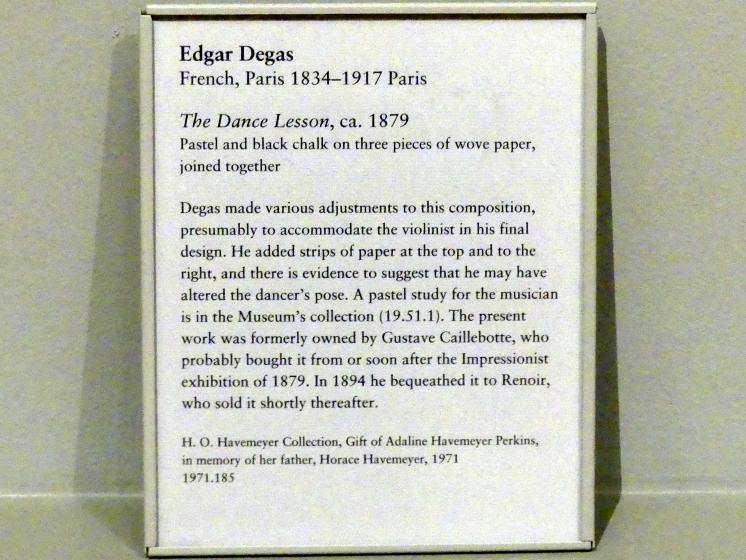 Edgar Degas (1855–1909), Die Tanzstunde, New York, Metropolitan Museum of Art (Met), Saal 816, um 1879, Bild 2/2
