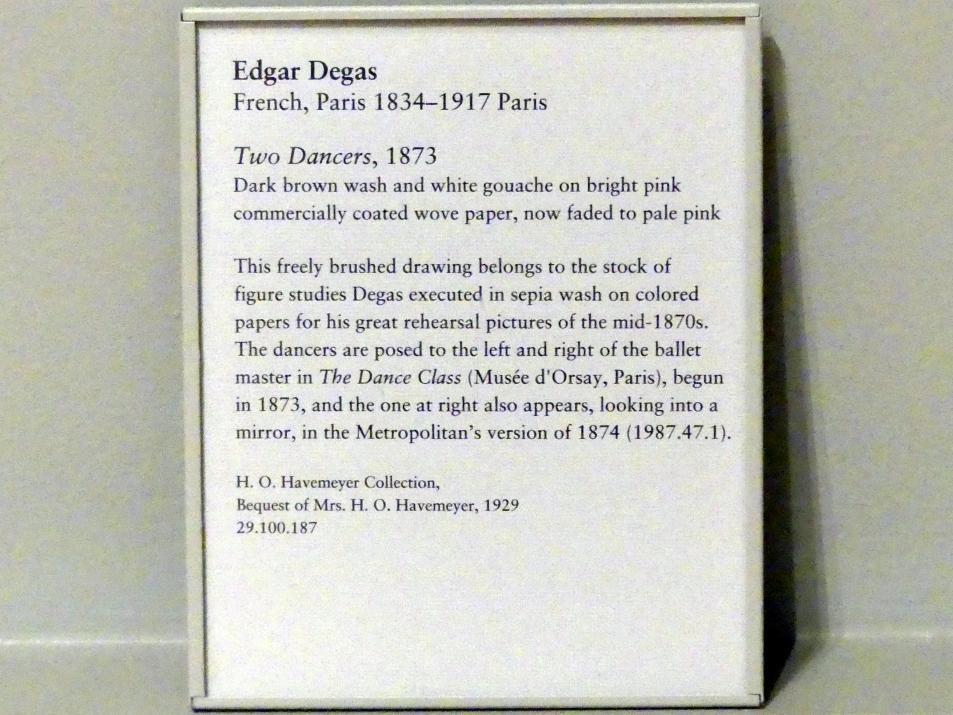 Edgar Degas (1855–1909), Zwei Tänzerinnen, New York, Metropolitan Museum of Art (Met), Saal 816, 1873, Bild 2/2