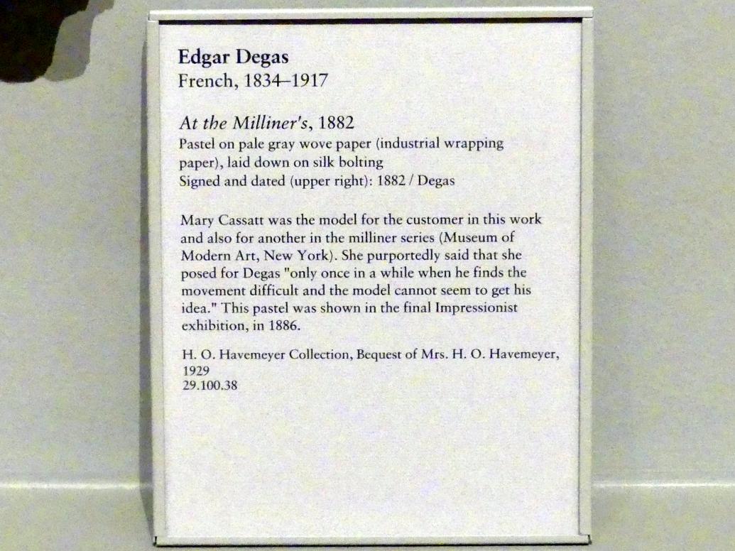 Edgar Degas (1855–1909), Beim Hutmacher, New York, Metropolitan Museum of Art (Met), Saal 816, 1882, Bild 2/2