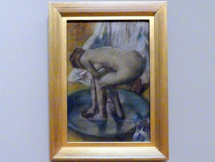 Edgar Degas: Frau, die in einer flachen Wanne badet, 1885