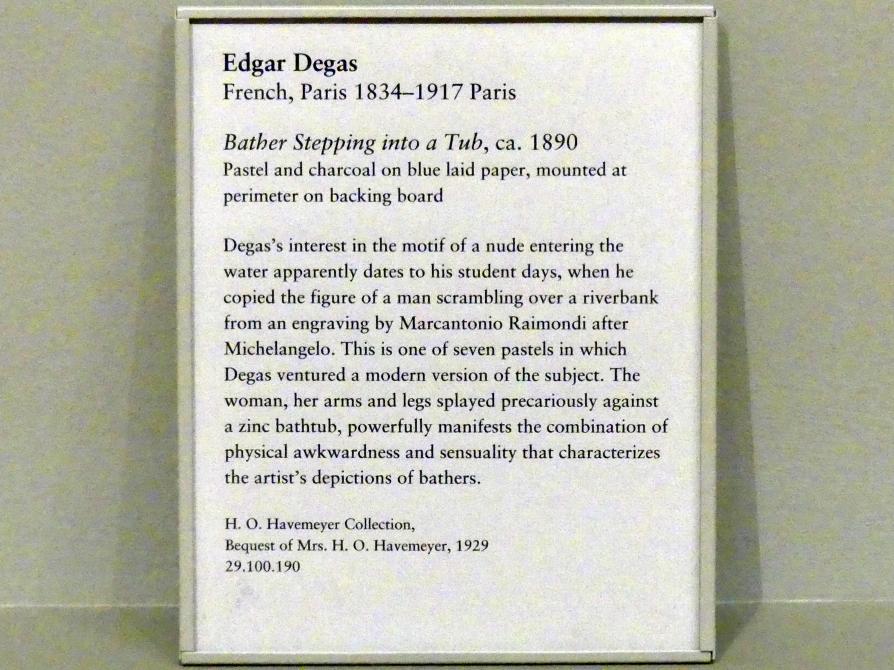 Edgar Degas (1855–1909), Frau, die in eine Wanne steigt, New York, Metropolitan Museum of Art (Met), Saal 817, um 1890, Bild 2/2
