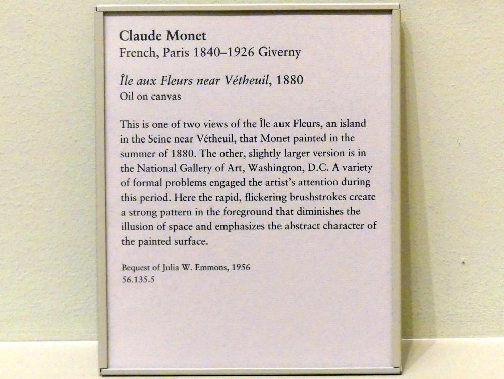 Claude Monet (1864–1925), Île aux Fleurs bei Vétheuil, New York, Metropolitan Museum of Art (Met), Saal 818, 1880, Bild 2/2