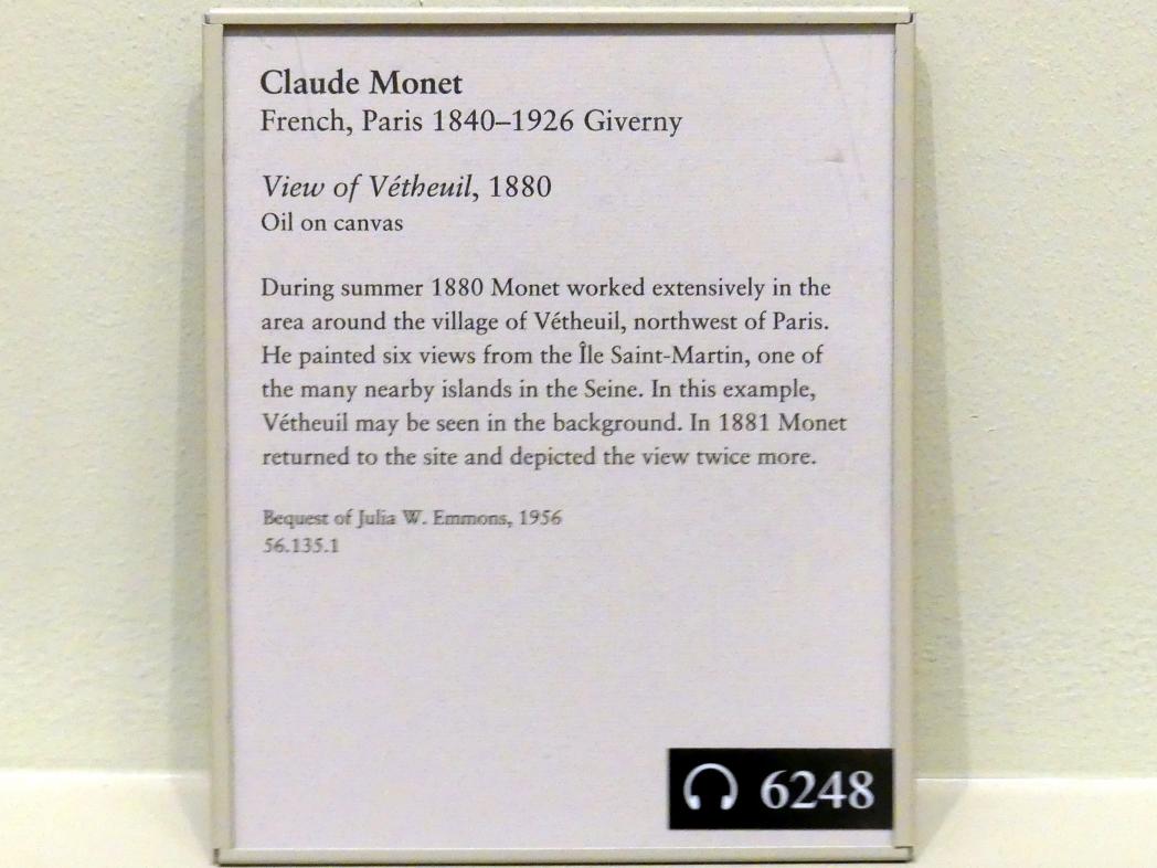 Claude Monet (1864–1925), Ansicht von Vétheuil, New York, Metropolitan Museum of Art (Met), Saal 818, 1880, Bild 2/2
