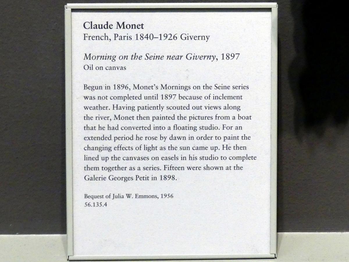 Claude Monet (1864–1925), Morgen an der Seine bei Giverny, New York, Metropolitan Museum of Art (Met), Saal 819, 1897, Bild 2/2