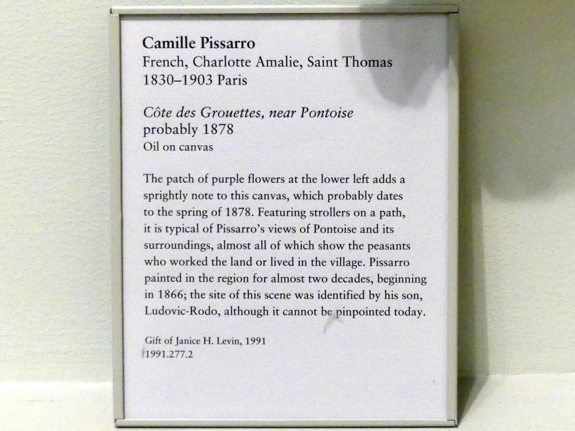 Camille Pissarro (1863–1903), Côte des Grouettes, in der Nähe von Pontoise, New York, Metropolitan Museum of Art (Met), Saal 820, 1878, Bild 2/2