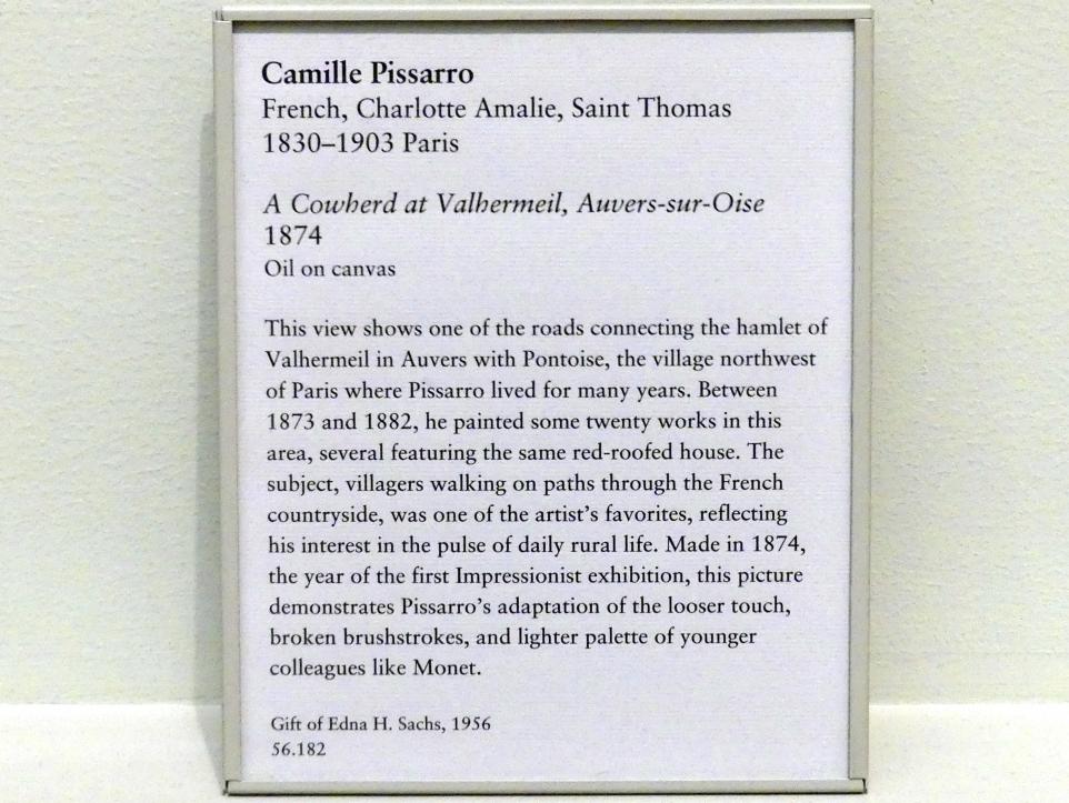 Camille Pissarro (1863–1903), Eine Kuhhirtin in Valhermeil, Auvers-sur-Oise, New York, Metropolitan Museum of Art (Met), Saal 820, 1874, Bild 2/2