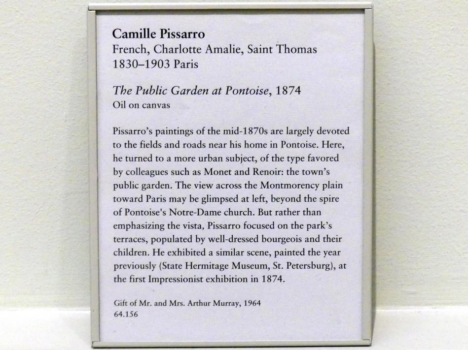 Camille Pissarro (1863–1903), Der öffentliche Garten in Pontoise, New York, Metropolitan Museum of Art (Met), Saal 820, 1874, Bild 2/2