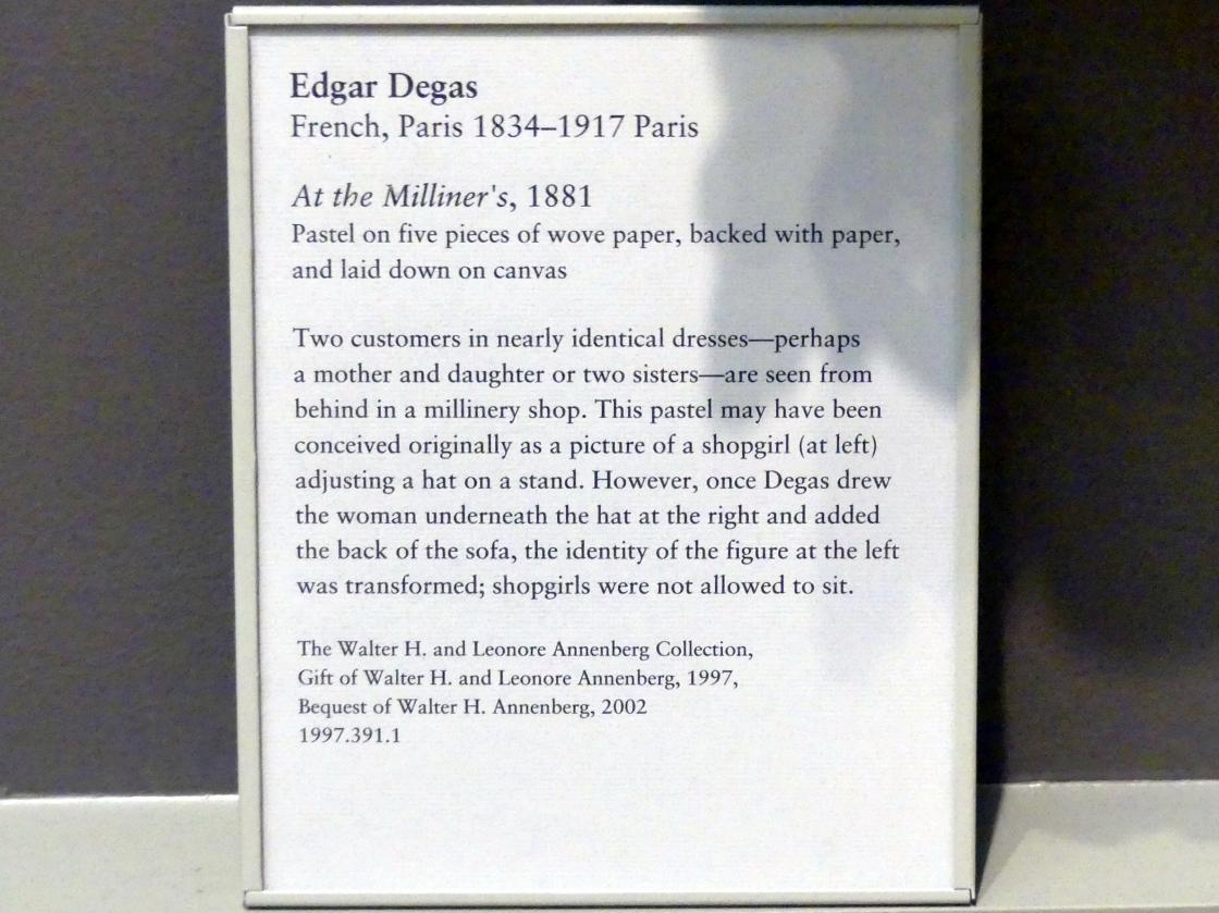Edgar Degas (1855–1909), Beim Hutmacher, New York, Metropolitan Museum of Art (Met), Saal 821, 1881, Bild 2/2