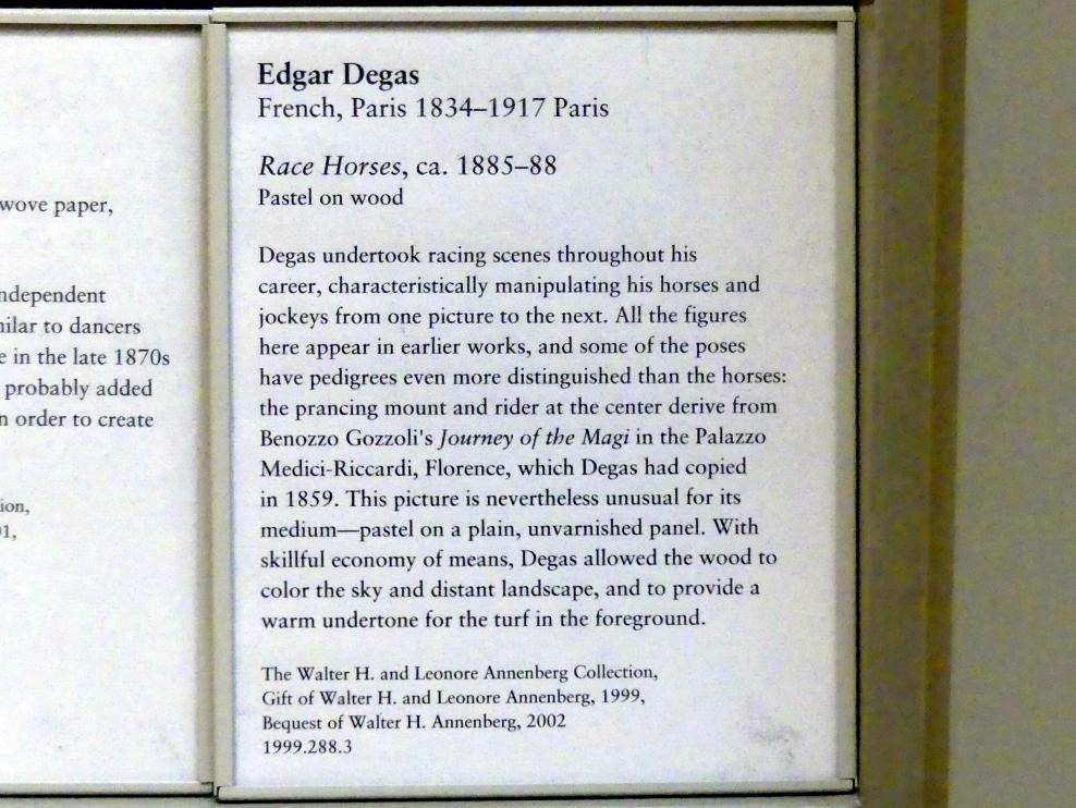Edgar Degas (1855–1909), Rennpferde, New York, Metropolitan Museum of Art (Met), Saal 821, um 1885–1888, Bild 2/2