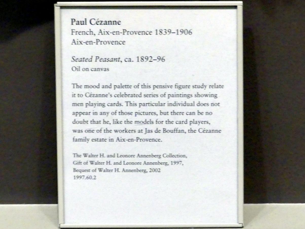 Paul Cézanne (1866–1906), Sitzender Bauer, New York, Metropolitan Museum of Art (Met), Saal 823, um 1892–1896, Bild 2/2