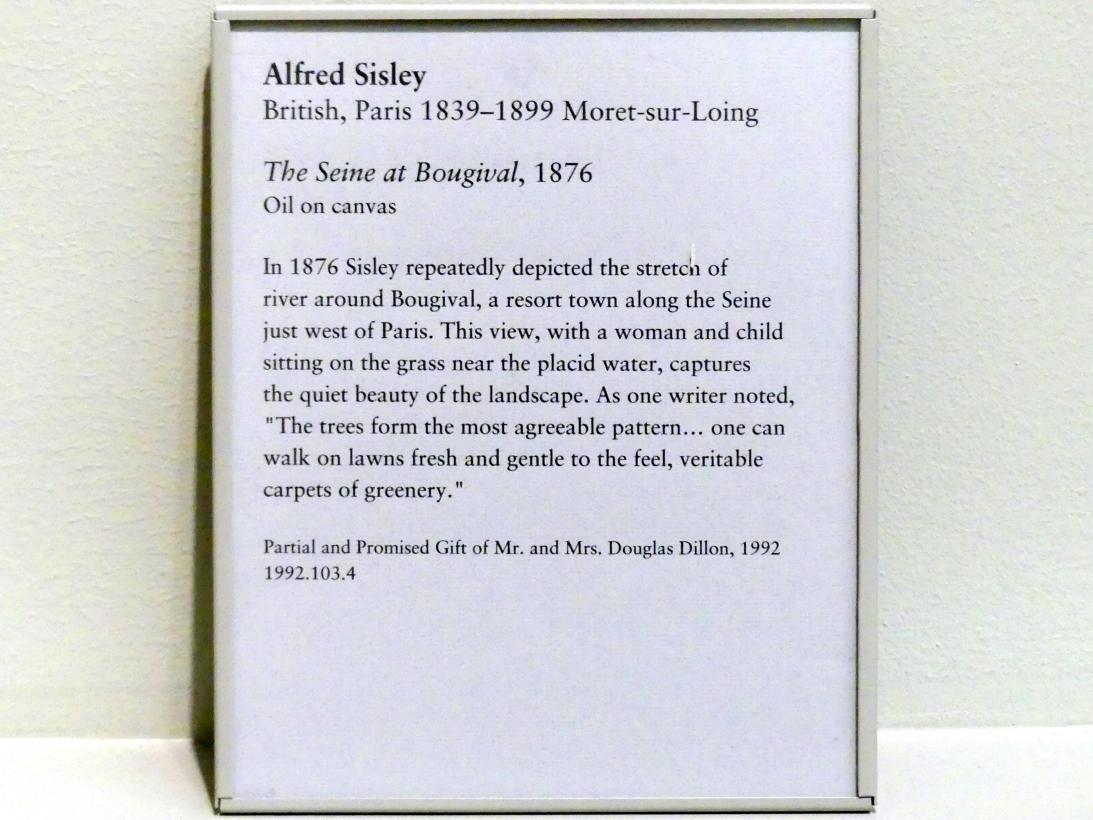 Alfred Sisley (1872–1896), Die Seine bei Bougival, New York, Metropolitan Museum of Art (Met), Saal 824, 1876, Bild 2/2