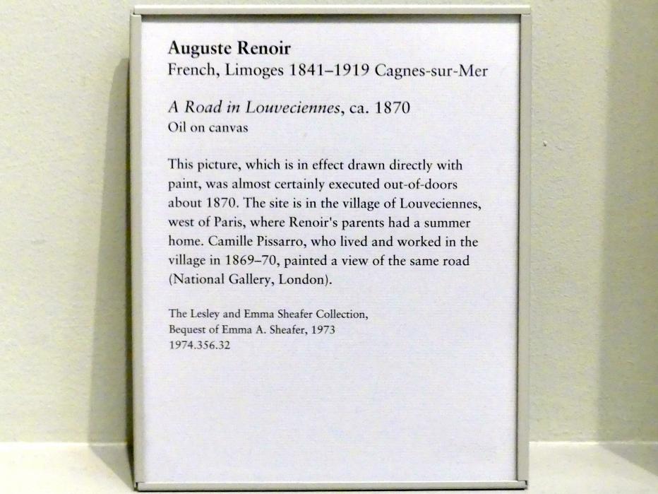 Auguste Renoir (Pierre-Auguste Renoir) (1866–1918), Eine Straße in Louveciennes, New York, Metropolitan Museum of Art (Met), Saal 824, um 1870, Bild 2/2