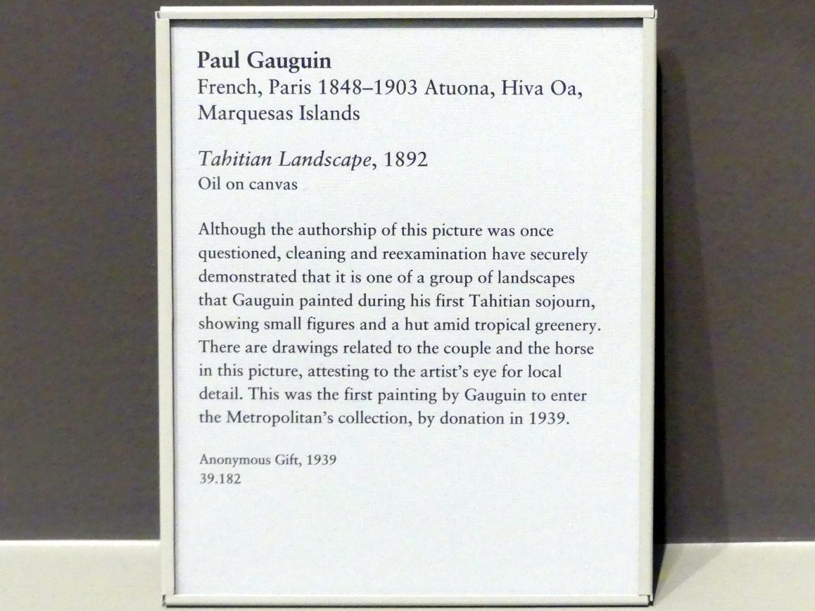 Paul Gauguin (1875–1902), Tahitische Landschaft, New York, Metropolitan Museum of Art (Met), Saal 825, 1892, Bild 2/2
