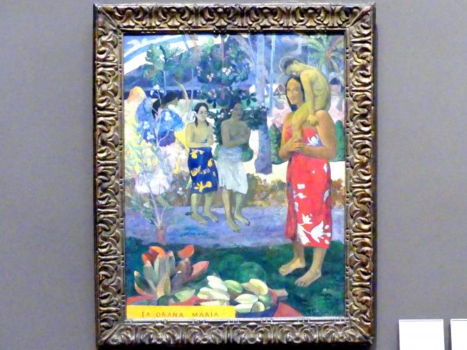 Paul Gauguin (1875–1902), La Orana Maria, (Gegrüßet seist Du, Maria), New York, Metropolitan Museum of Art (Met), Saal 825, 1891, Bild 1/2