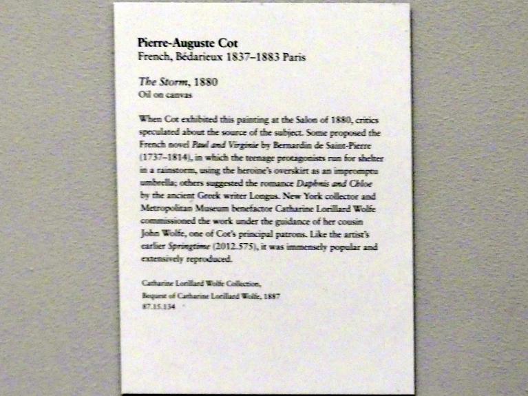 Pierre Auguste Cot (1873–1880), Der Sturm, New York, Metropolitan Museum of Art (Met), Saal 827, 1880, Bild 2/2