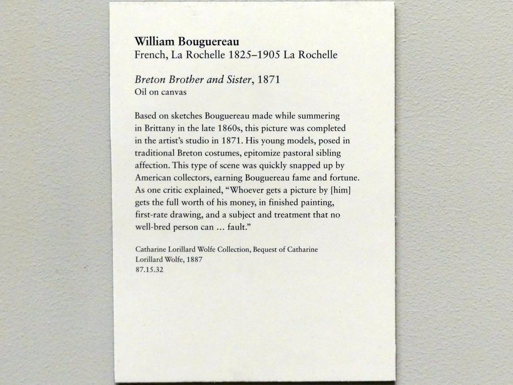 William Adolphe Bouguereau (1871), Bretonische Geschwister, New York, Metropolitan Museum of Art (Met), Saal 827, 1871, Bild 2/2