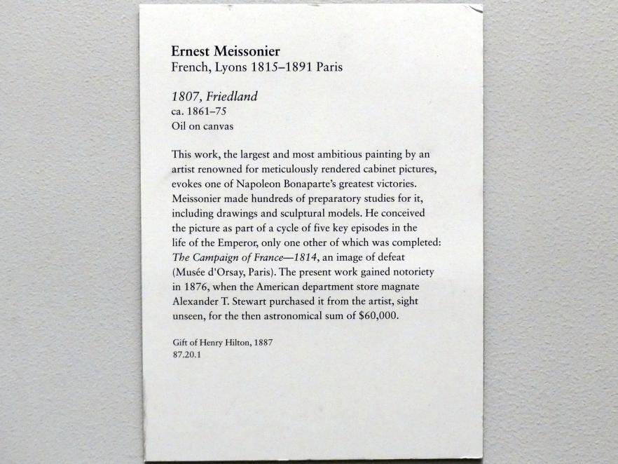 Ernest Meissonier (1849–1889), 1807, Friedland, New York, Metropolitan Museum of Art (Met), Saal 827, um 1861–1875, Bild 2/2