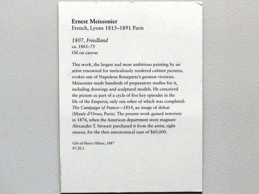 Ernest Meissonier (1849–1889), 1807, Friedland, New York, Metropolitan Museum of Art (Met), Saal 827, um 1861–1875, Bild 2/2