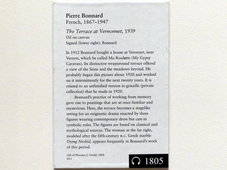 Pierre Bonnard (1893–1943), Die Terrasse in Vernonnet, New York, Metropolitan Museum of Art (Met), Saal 828, 1939, Bild 2/2