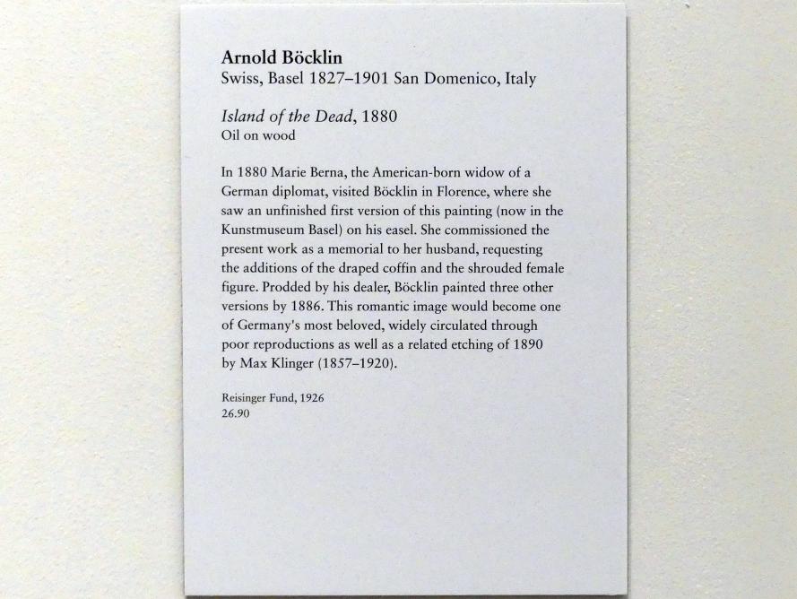 Arnold Böcklin (1851–1897), Toteninsel, New York, Metropolitan Museum of Art (Met), Saal 829, 1880, Bild 2/2