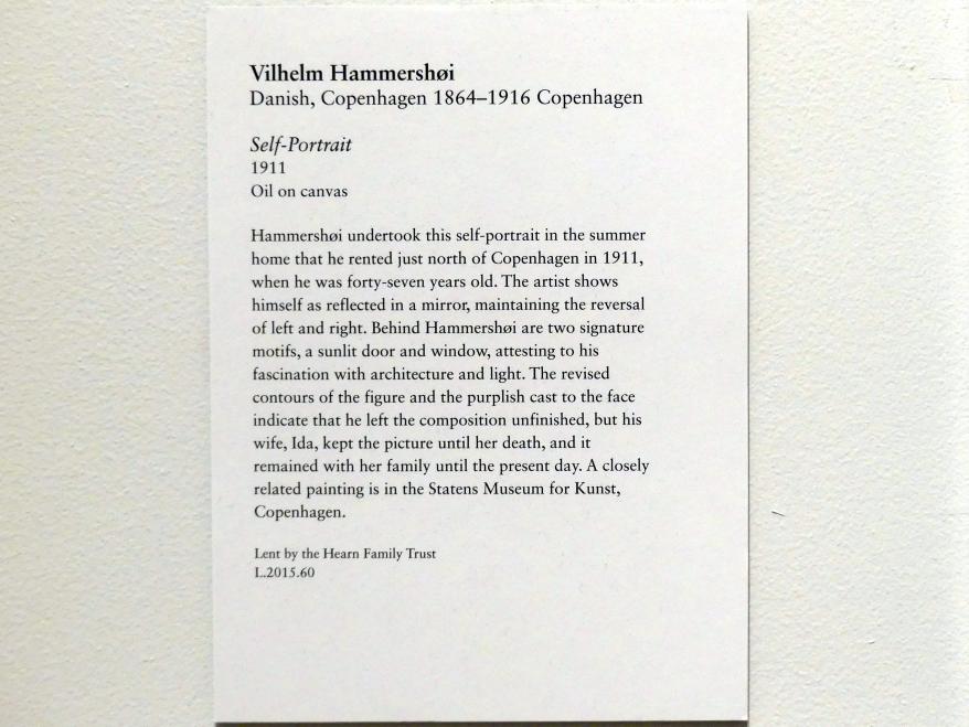 Vilhelm Hammershøi (1885–1912), Selbstporträt, New York, Metropolitan Museum of Art (Met), Saal 829, 1911, Bild 2/2
