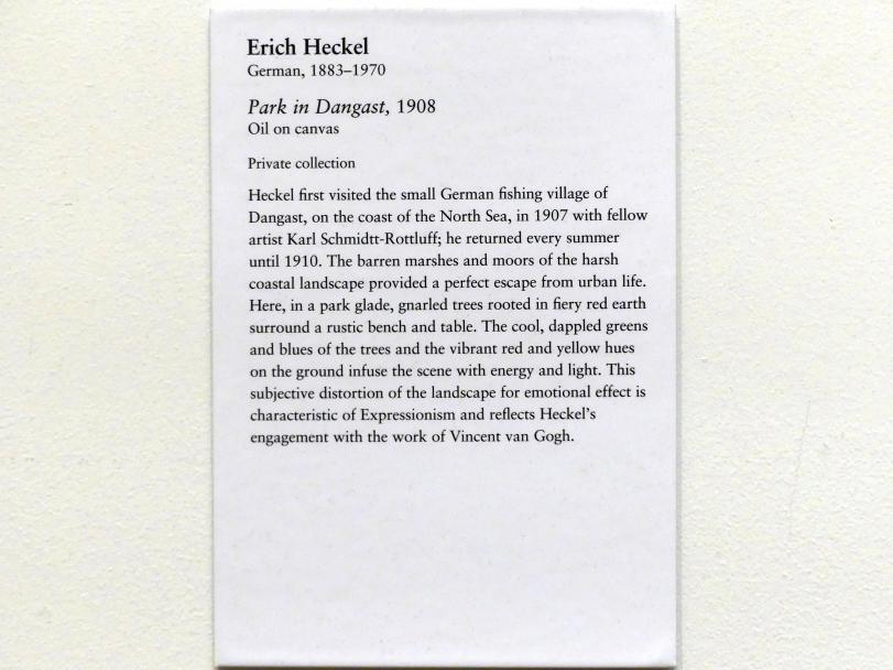 Erich Heckel (1906–1958), Park in Dangast, New York, Metropolitan Museum of Art (Met), Saal 830, 1908, Bild 2/2