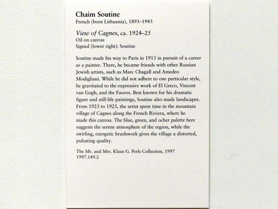 Chaïm Soutine (1919–1924), Blick auf Sagnes, New York, Metropolitan Museum of Art (Met), Saal 830, um 1924–1925, Bild 2/2