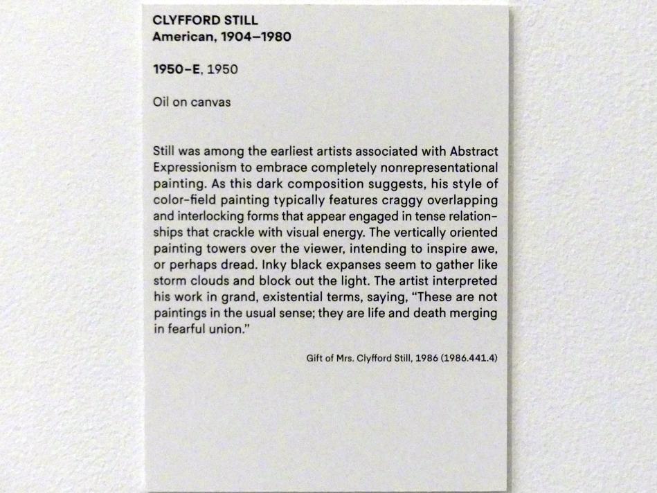 Clyfford Still (1944–1965), 1950-E, New York, Metropolitan Museum of Art (Met), Saal 920, 1950, Bild 2/2