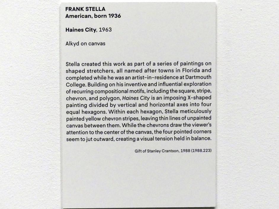 Frank Stella (1959–2001), Haines City, New York, Metropolitan Museum of Art (Met), Saal 922-923, 1963, Bild 2/2