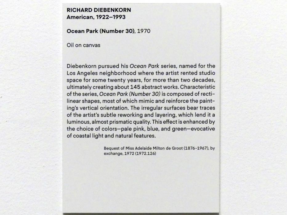 Richard Diebenkorn (1970), Ocean Park (Nummer 30), New York, Metropolitan Museum of Art (Met), Saal 924, 1970, Bild 2/2