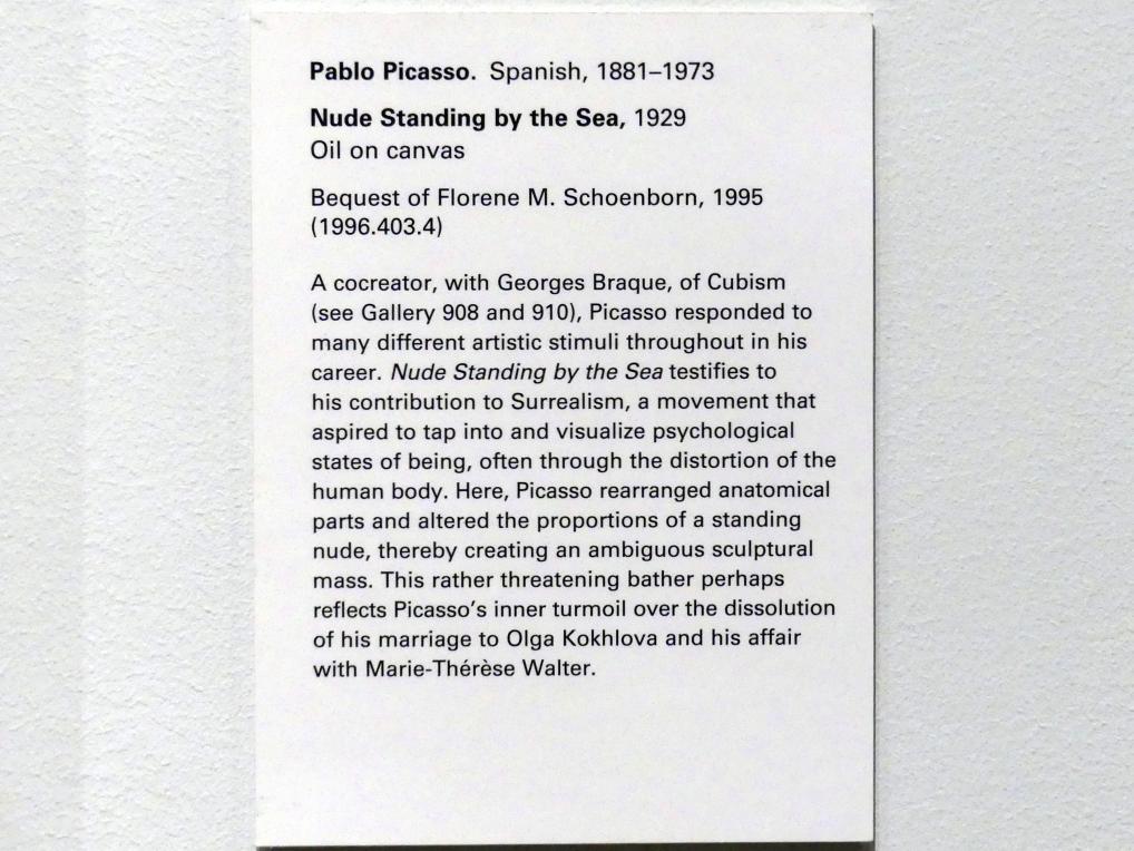 Pablo Picasso (1897–1972), Akt am Meer, New York, Metropolitan Museum of Art (Met), Saal 900, 1929, Bild 2/2