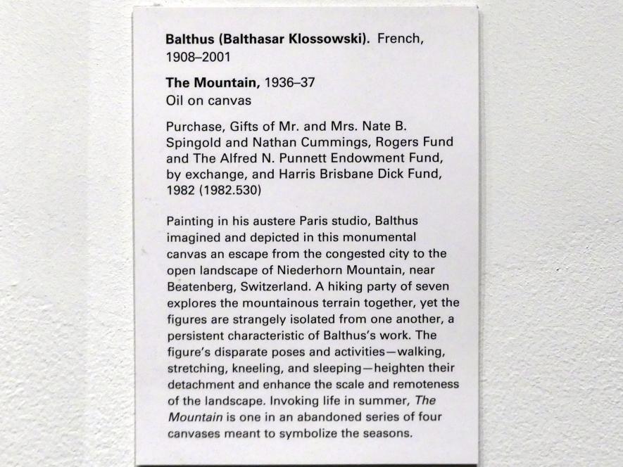 Balthus (Balthasar Kłossowski de Rola) (1935–1957), Der Berg, New York, Metropolitan Museum of Art (Met), Saal 900, 1936–1937, Bild 2/2