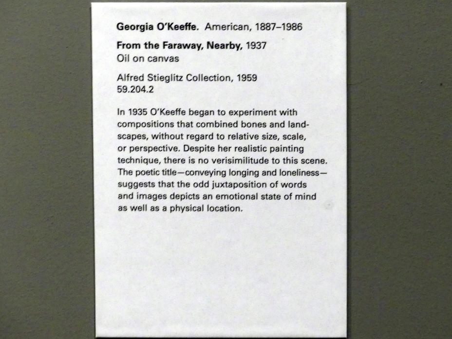Georgia O’Keeffe (1918–1937), Aus der Ferne, in der Nähe, New York, Metropolitan Museum of Art (Met), Saal 900, 1937, Bild 2/2
