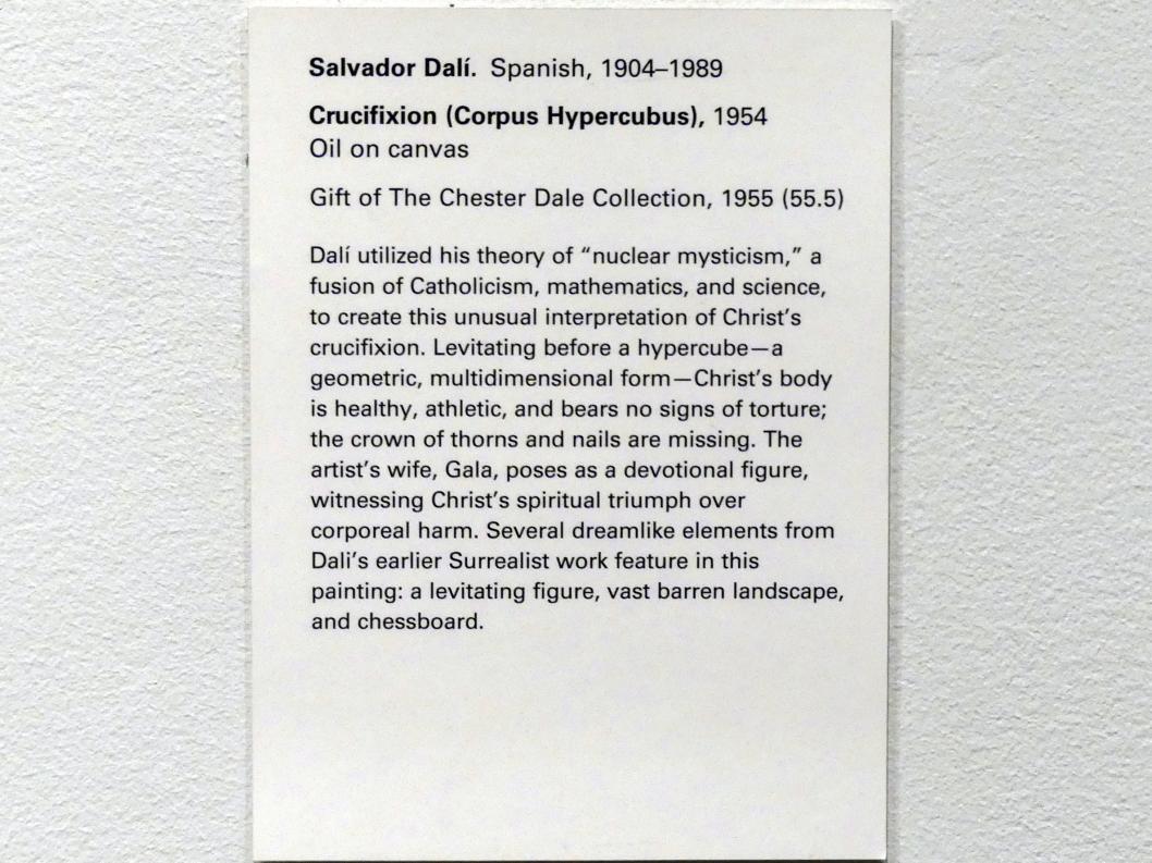 Salvador Dalí (1924–1965), Kreuzigung (Corpus Hypercubus), New York, Metropolitan Museum of Art (Met), Saal 901, 1954, Bild 2/2