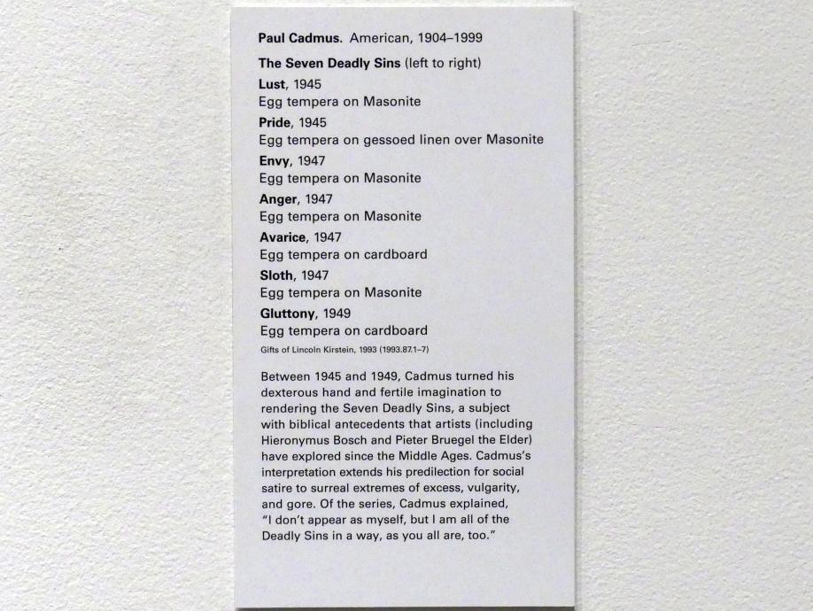 Paul Cadmus (1947), Die sieben Todsünden, New York, Metropolitan Museum of Art (Met), Saal 901, 1945–1949, Bild 9/9