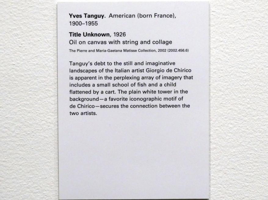 Yves Tanguy (1926–1954), Titel unbekannt, New York, Metropolitan Museum of Art (Met), Saal 901, 1926, Bild 2/2