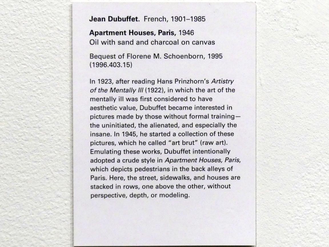 Jean Dubuffet (1943–1965), Mehrfamilienhäuser, Paris, New York, Metropolitan Museum of Art (Met), Saal 902, 1946, Bild 2/2