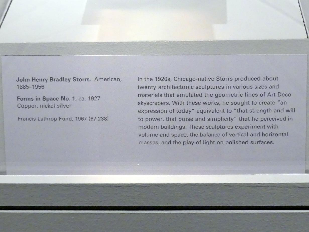 John Henry Bradley Storrs (1927), Formen im Raum Nr. 1, New York, Metropolitan Museum of Art (Met), Saal 902, um 1927, Bild 4/4