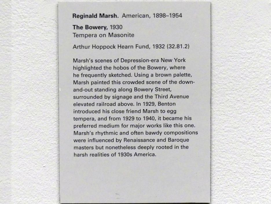 Reginald Marsh (1926–1933), Die Bowery in New York, New York, Metropolitan Museum of Art (Met), Saal 902, 1930, Bild 2/2