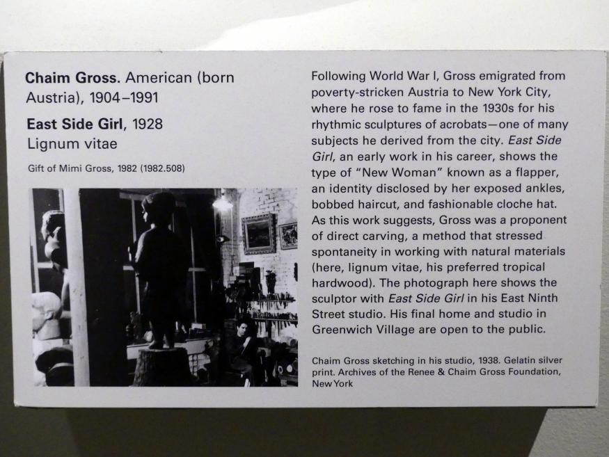 Chaim Gross (1928), East Side Girl, New York, Metropolitan Museum of Art (Met), Saal 902, 1928, Bild 6/6