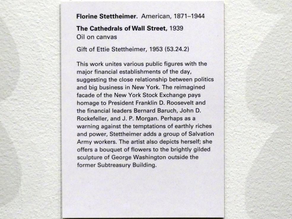 Florine Stettheimer (1912–1942), Die Kathedralen der Wall Street, New York, Metropolitan Museum of Art (Met), Saal 902, 1939, Bild 2/2