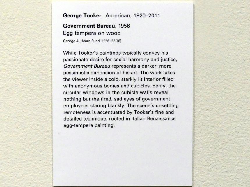 George Tooker (1956), Regierungsbehörde, New York, Metropolitan Museum of Art (Met), Saal 903, 1956, Bild 2/2