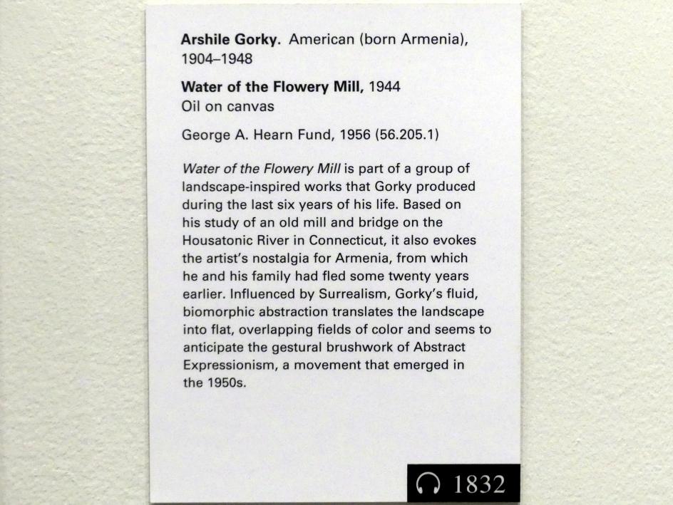 Arshile Gorky (1938–1948), Wasser der Durchflussmühle, New York, Metropolitan Museum of Art (Met), Saal 912, 1944, Bild 2/2