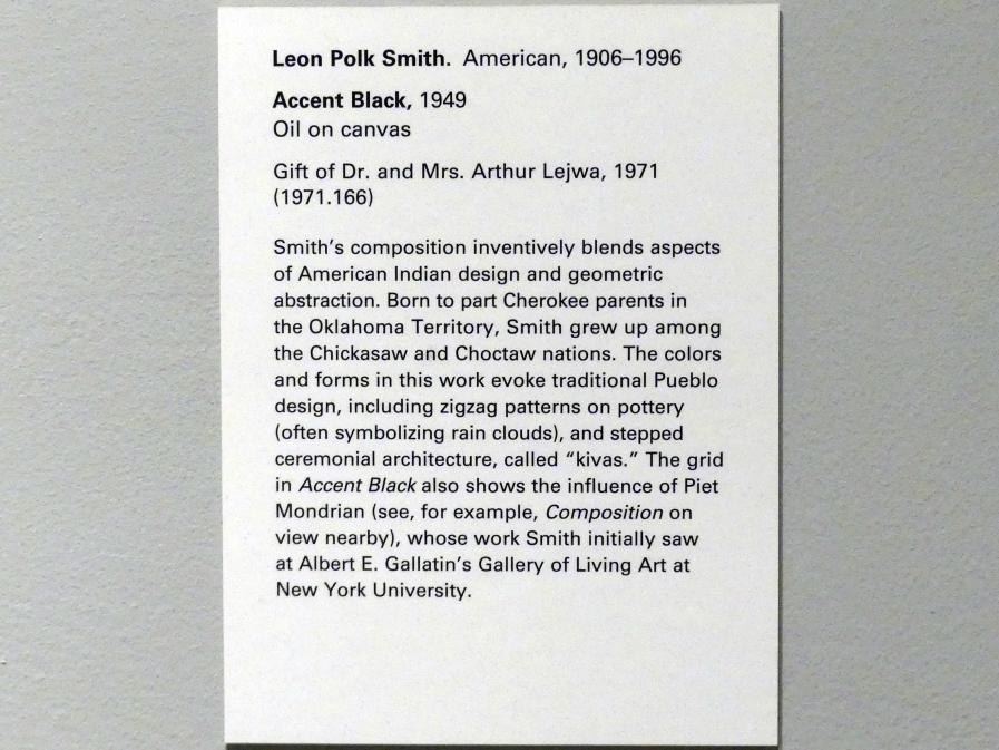Leon Polk Smith (1949), Accent Black - Akzent schwarz, New York, Metropolitan Museum of Art (Met), Saal 911, 1949, Bild 2/2