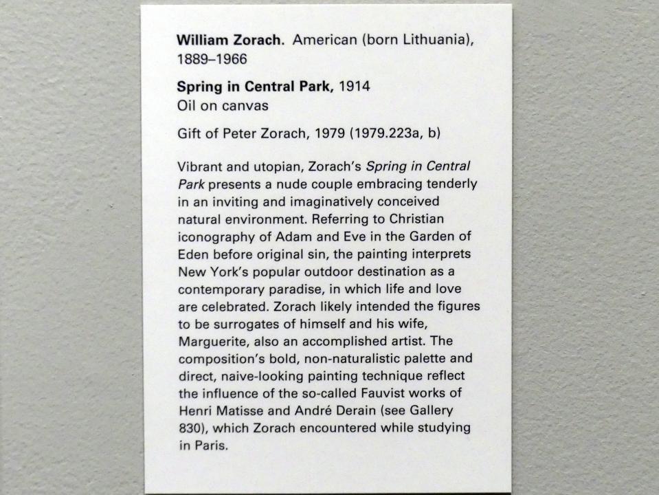 William Zorach (1914), Frühling im Central Park, New York, Metropolitan Museum of Art (Met), Saal 911, 1914, Bild 2/2
