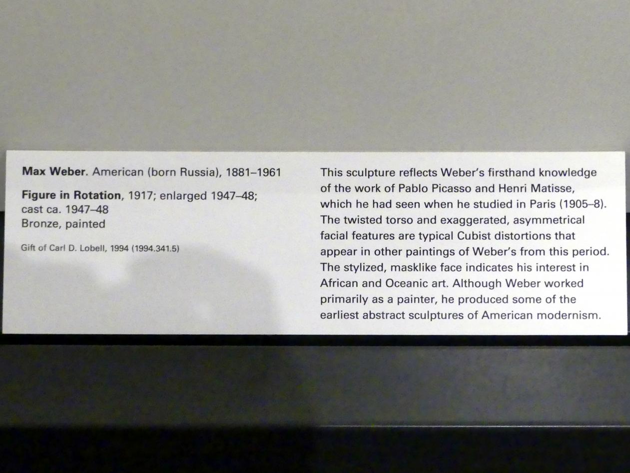 Max Weber (1912–1917), Figur in in Rotation, New York, Metropolitan Museum of Art (Met), Saal 908, 1917, Bild 5/5