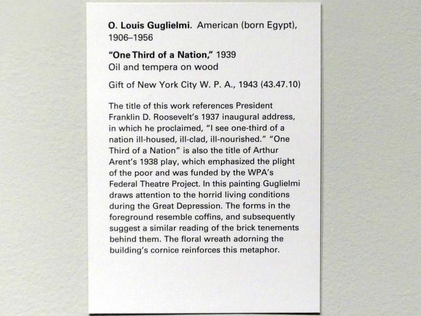 Osvaldo Louis Guglielmi (1931–1939), "Ein Drittel einer Nation", New York, Metropolitan Museum of Art (Met), Saal 909, 1939, Bild 2/2