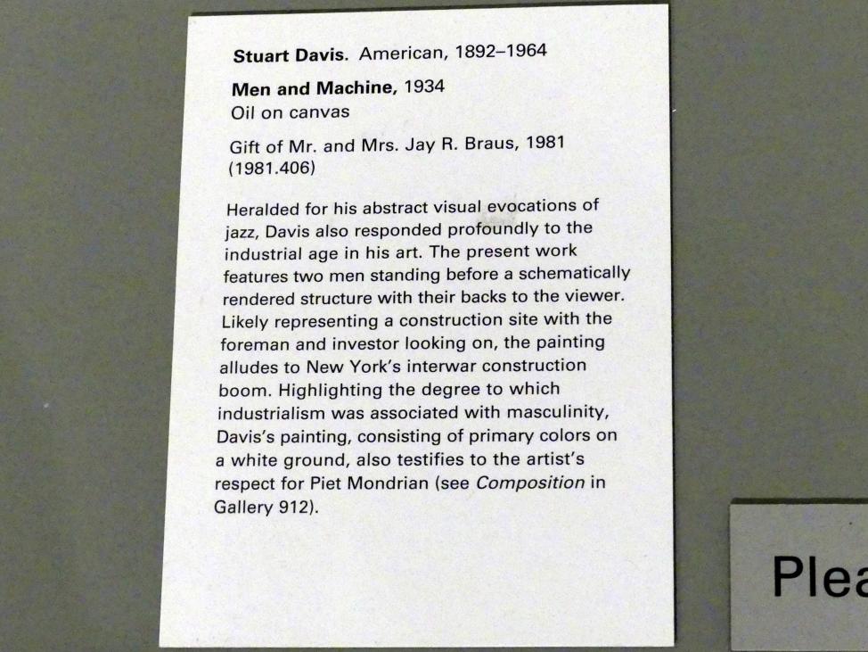 Stuart Davis (1922–1957), Mensch und Maschine, New York, Metropolitan Museum of Art (Met), Saal 909, 1934, Bild 2/2