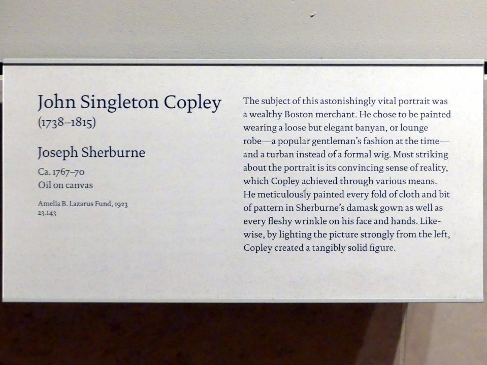 John Singleton Copley (1764–1798), Joseph Sherburne, New York, Metropolitan Museum of Art (Met), Saal 747, um 1767–1770, Bild 2/2