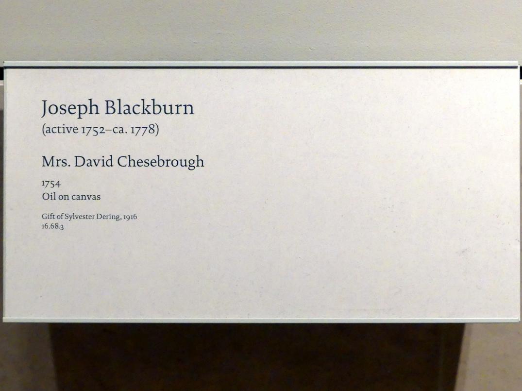 Joseph Blackburn (1754–1762), Mrs. David Chesebrough, New York, Metropolitan Museum of Art (Met), Saal 747, 1754, Bild 2/2